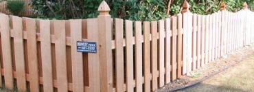 4 Foot High Alternating Board Scalloped Cedar Fence and Topped Posts