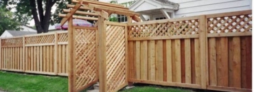Awning-Covered Stairs Added to Lattice Top Fence