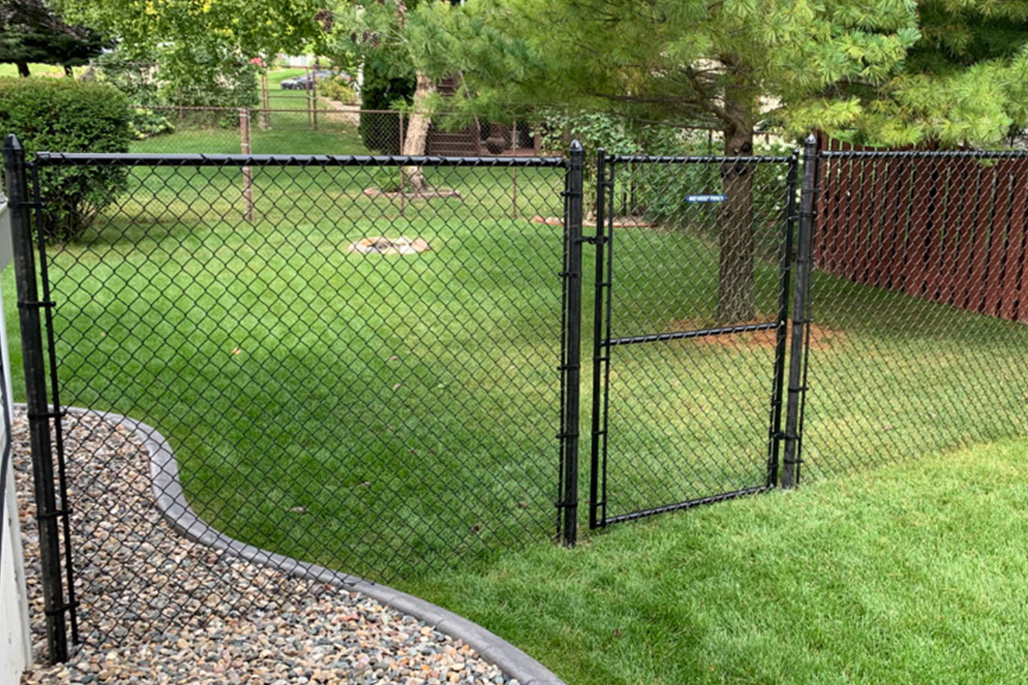 black chain link fence gate image